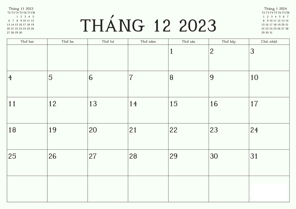 tháng 12 có bao nhiêu ngày